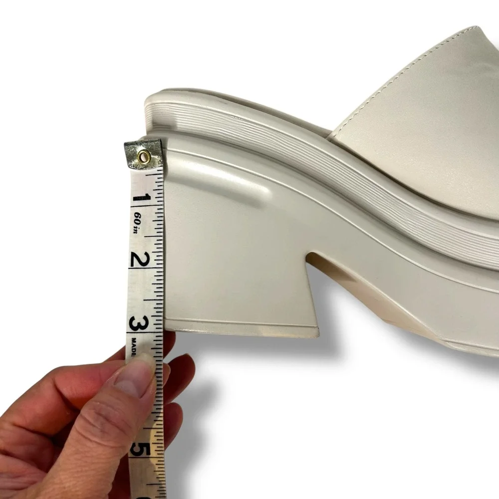 EXE TM 403 Wedge‎ Heel Platform Sandals Beige Size 38 Slip On Open Toe Chunky